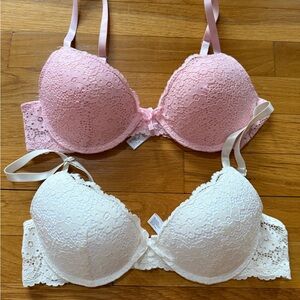 Laura Ashley Lace Bras Pink and White Push-Up
